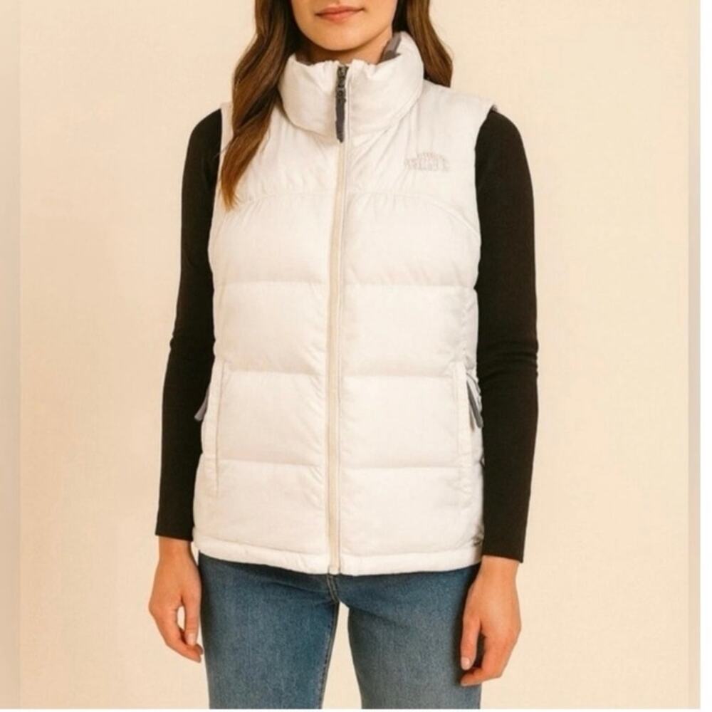 The North Face 700 Down Nuptse Vest Women M White Goose Puffer Y2K Gorpcore - Picture 15 of 15